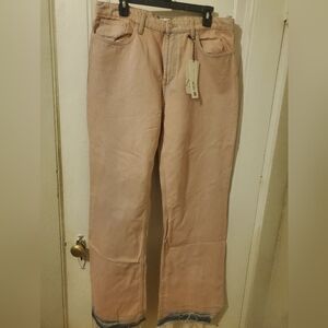 Zara Pink Jeans Womens Size14 Wide Leg High Rise Distressed Barbie Core Barbieco
